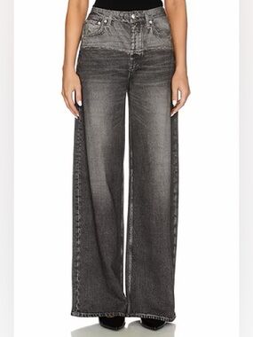 Rag & Bone Miramar Fleece Sofie Full Length Wide Leg Jeans in Charlize Size 28